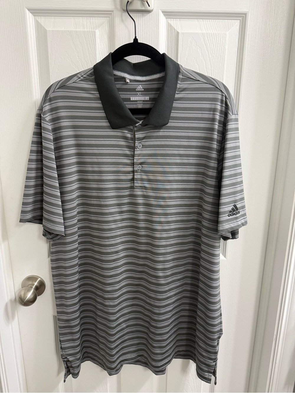 Adidas Golf Men’s Gray Striped Polo Shirt